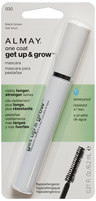 ALMAY One Coat Get Up & Grow Waterproof Mascara, Black Brown (030) - ADDROS.COM